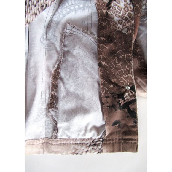 Mirror Image Women Jean Jacket White/Brown Scenic Paris Buttons Down Vintage - Picture 8 of 8